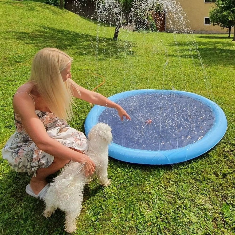 100-200Cm Pet Sprinkler Pad Play Cooling Mat Swimming Pool Inflatable Water Spray Pad Mat Tub Summer Cool Dog Bathtub for Dogs