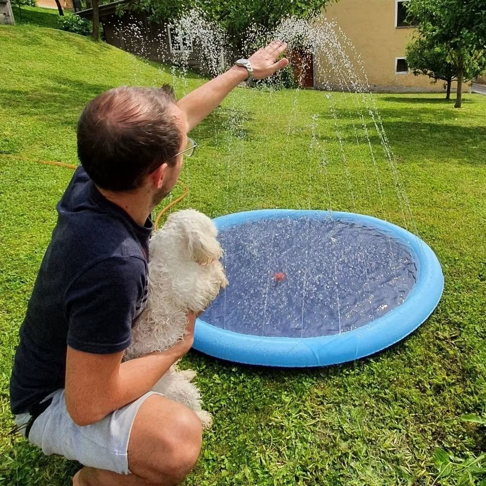 100-200Cm Pet Sprinkler Pad Play Cooling Mat Swimming Pool Inflatable Water Spray Pad Mat Tub Summer Cool Dog Bathtub for Dogs
