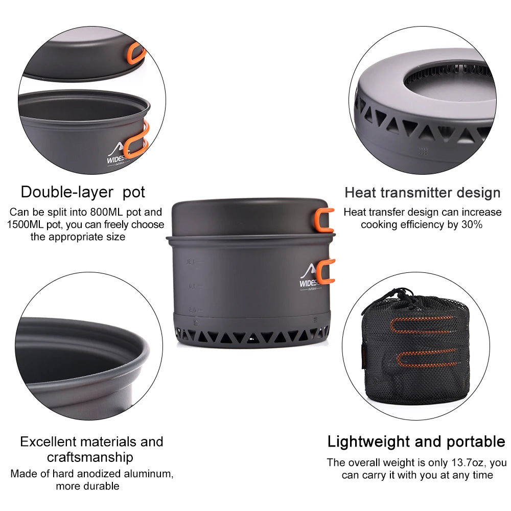Widesea Camping 1.3L 2.3L Cookware Outdoor