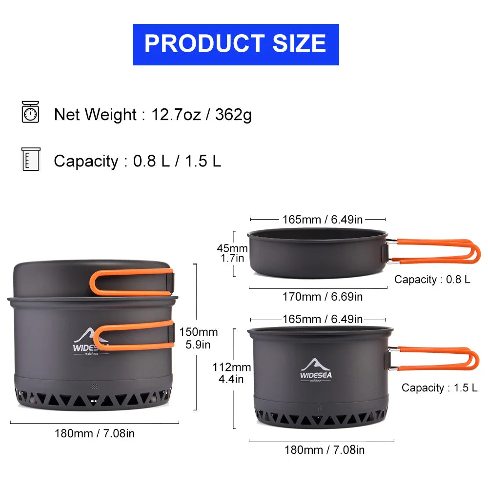 Widesea Camping 1.3L 2.3L Cookware Outdoor