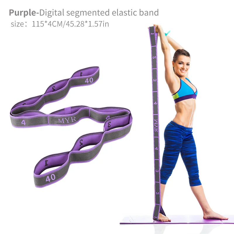 Elastic Yoga Stretching Strap with Loops, Stretch Strap
