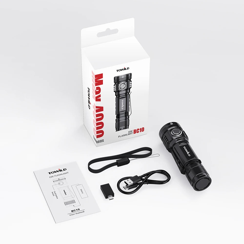 TOWILD BC10 EDC Flashlight Portable Rechargeable