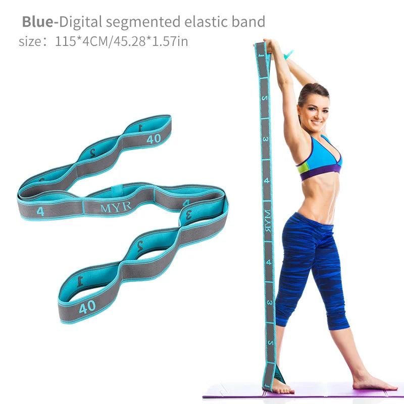 Elastic Yoga Stretching Strap with Loops, Stretch Strap