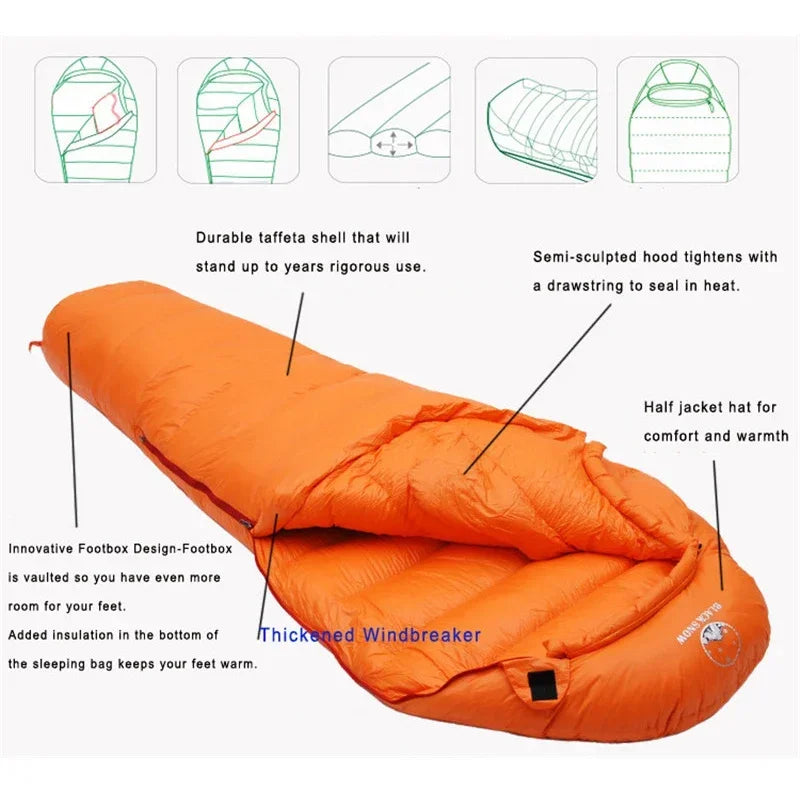 Very Warm White Goose Down Filled Adult Mummy Style