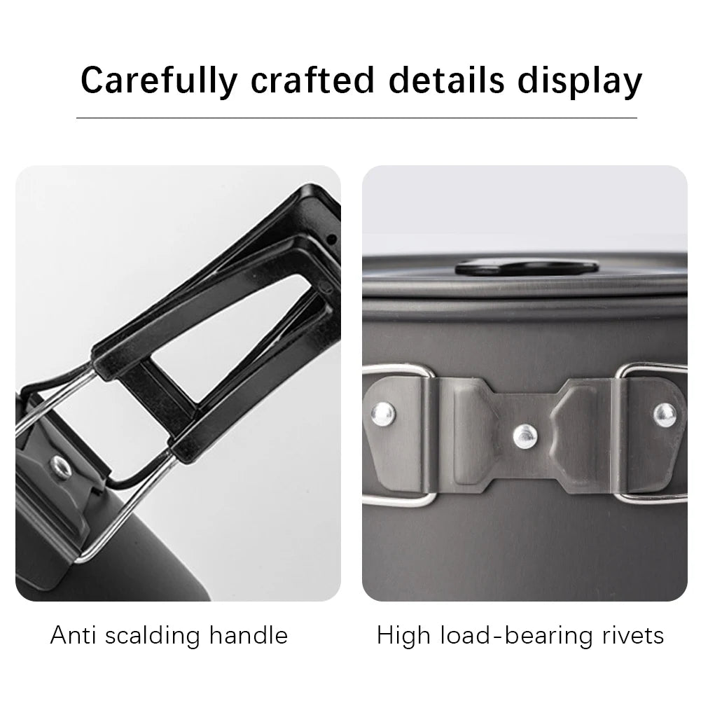 Outdoor Cooking Pot with Lid and Folding Handle Camping Cookware