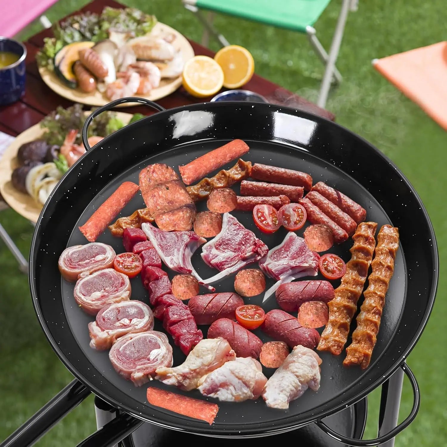 Low-carbon Steel Seafood Frying Oven 18 Inches Upper and Lower Baking Pans with Two Wheels