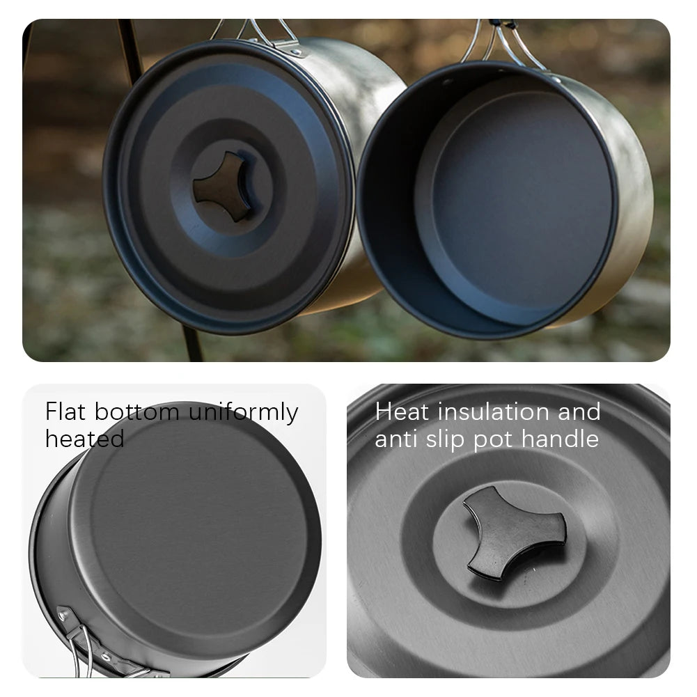 Outdoor Cooking Pot with Lid and Folding Handle Camping Cookware