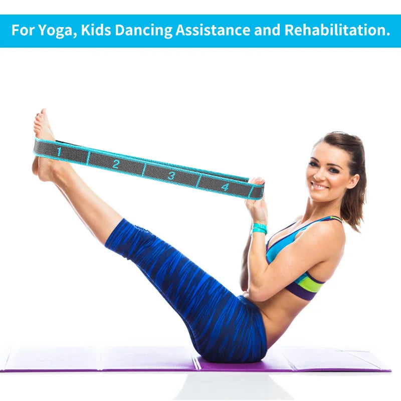Elastic Yoga Stretching Strap with Loops, Stretch Strap