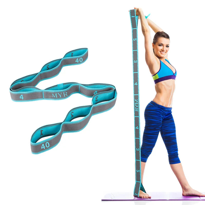 Elastic Yoga Stretching Strap with Loops, Stretch Strap
