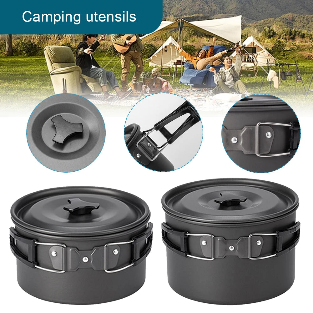 Outdoor Cooking Pot with Lid and Folding Handle Camping Cookware