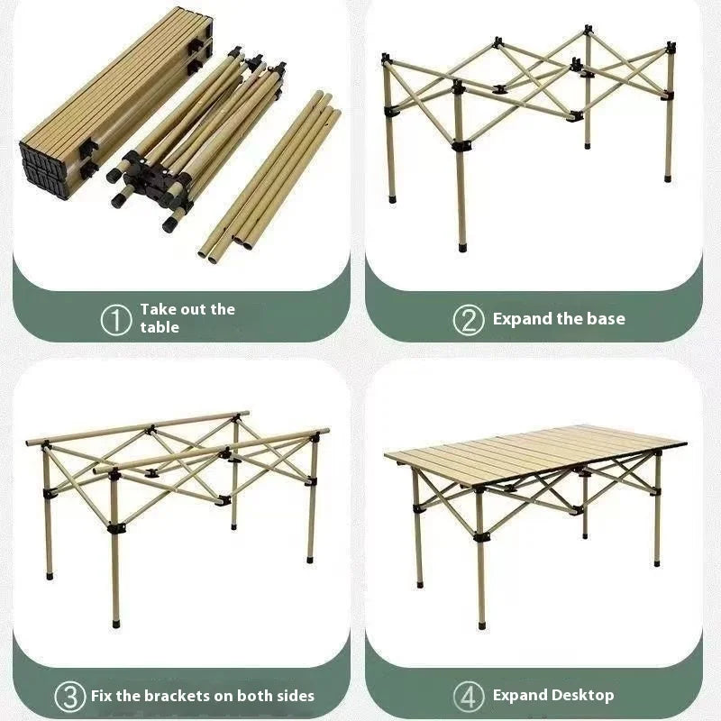 Large Outdoor Aluminum Alloy Desk Foldable Egg Roll Design