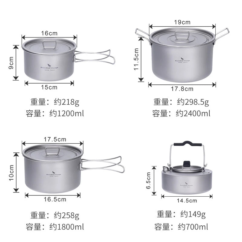 Pure Titanium Soup Pot, Kettle And Cooking Utensils Set