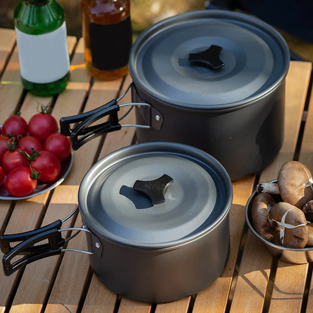 Outdoor Cooking Pot with Lid and Folding Handle Camping Cookware