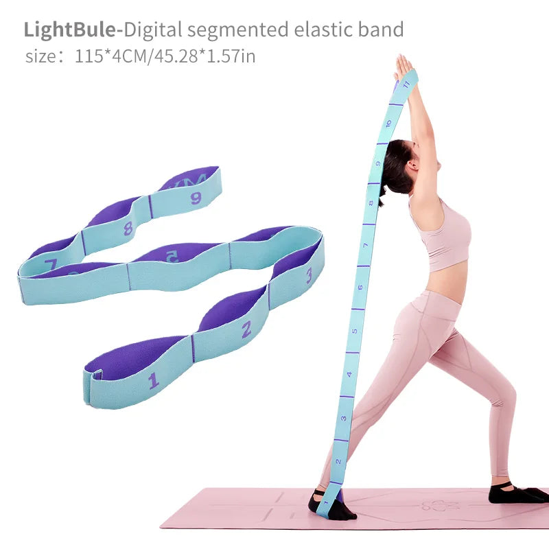 Elastic Yoga Stretching Strap with Loops, Stretch Strap