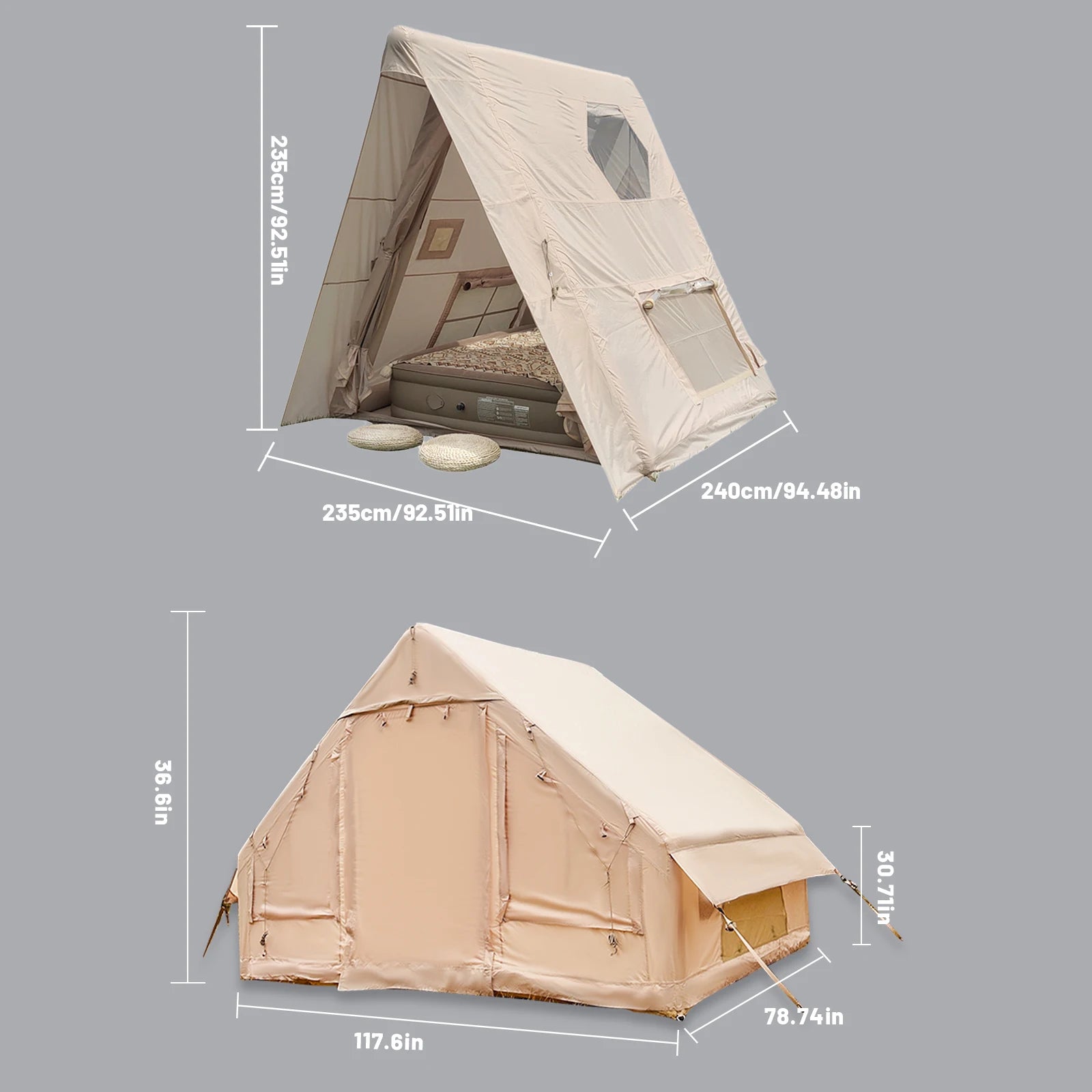 Triangle Inflatable Camping Tent Easy Setup 4 Season