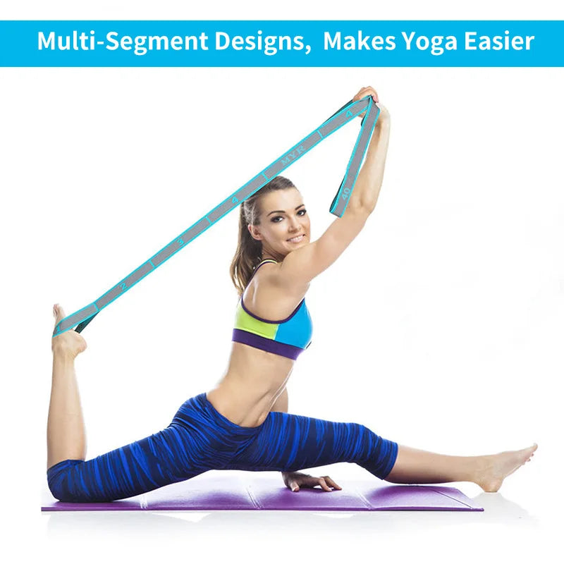 Elastic Yoga Stretching Strap with Loops, Stretch Strap