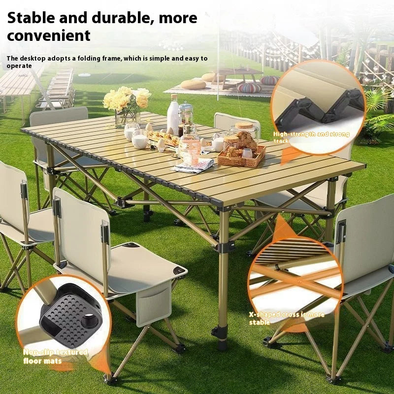 Large Outdoor Aluminum Alloy Desk Foldable Egg Roll Design
