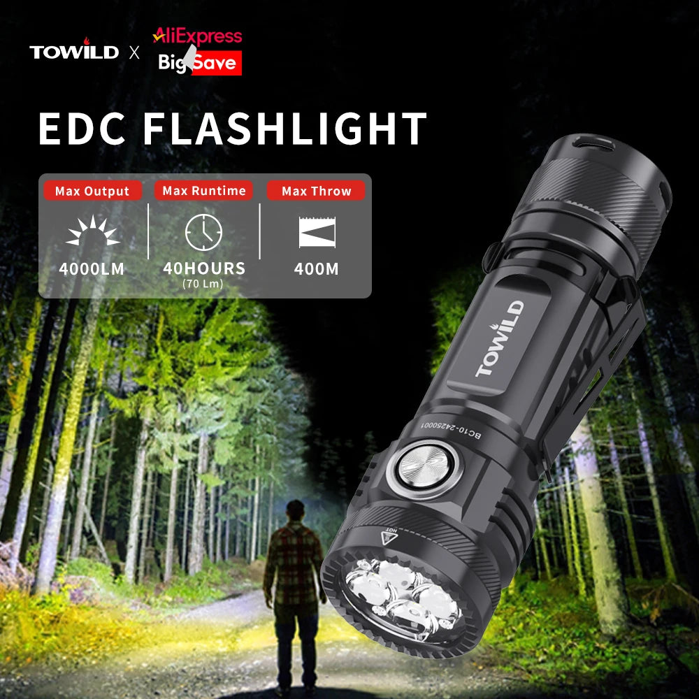 TOWILD BC10 EDC Flashlight Portable Rechargeable